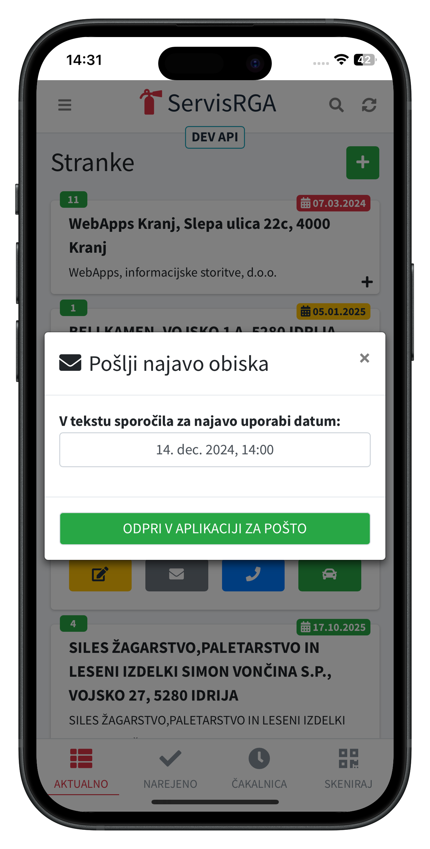 NAJAVA K STRANKI PREKO MAILA